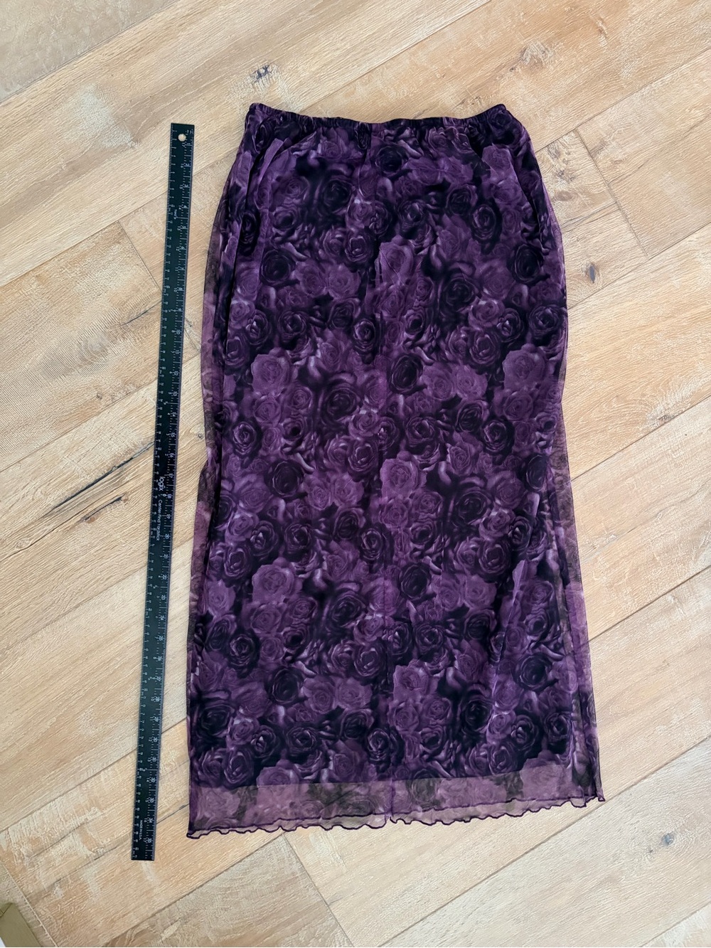 90s Vintage - Jonathan Martin - Purple Rose Mesh - Skirt - Size Medium - Picture 4 of 5